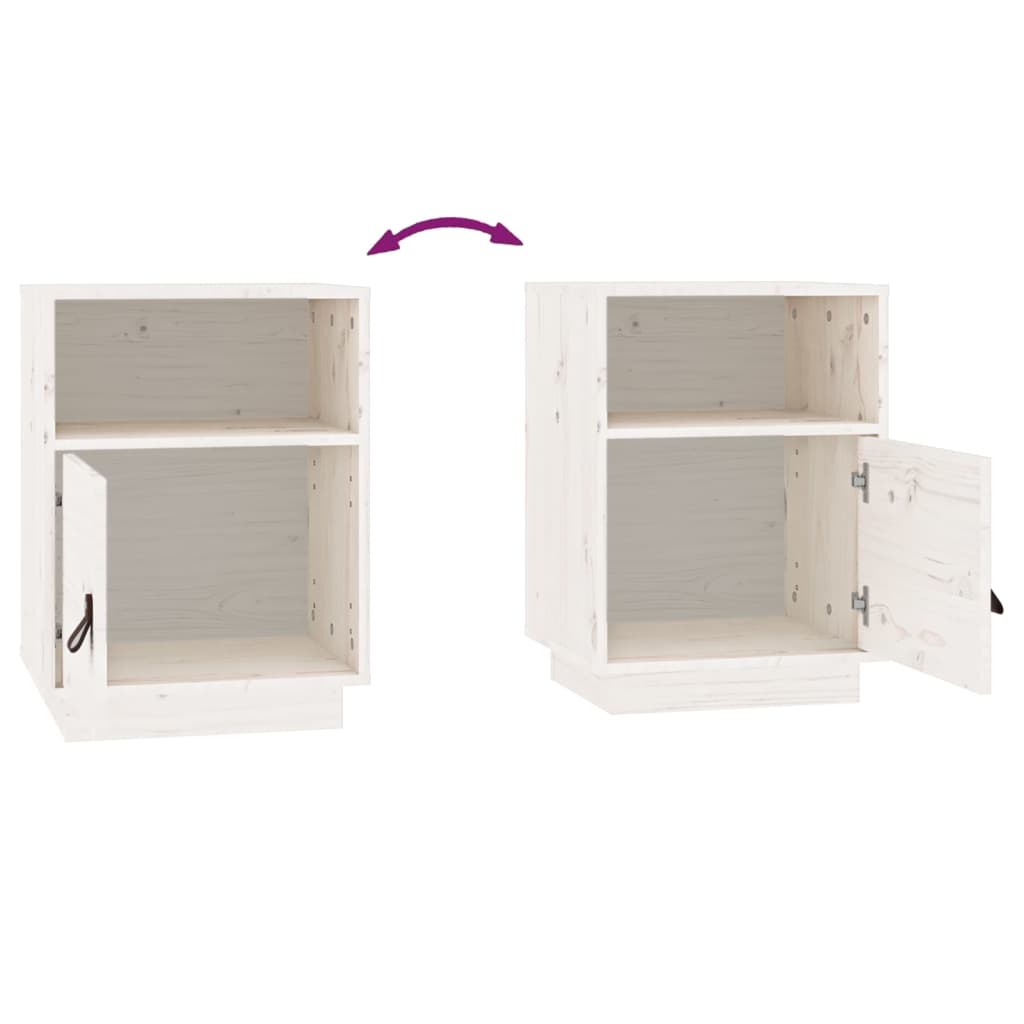 Nattbord hvit 40x34x55 cm heltre furu