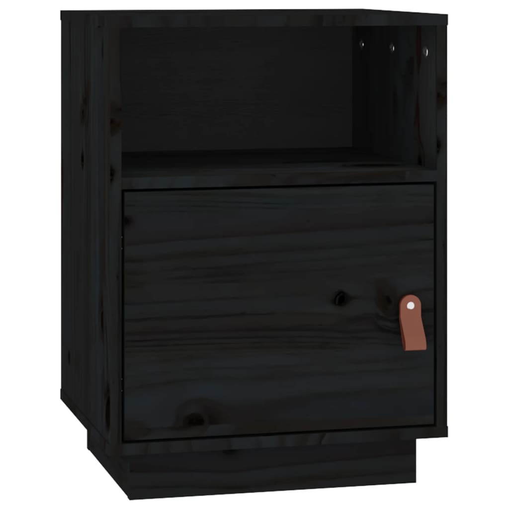 Nattbord svart 40x34x55 heltre furu