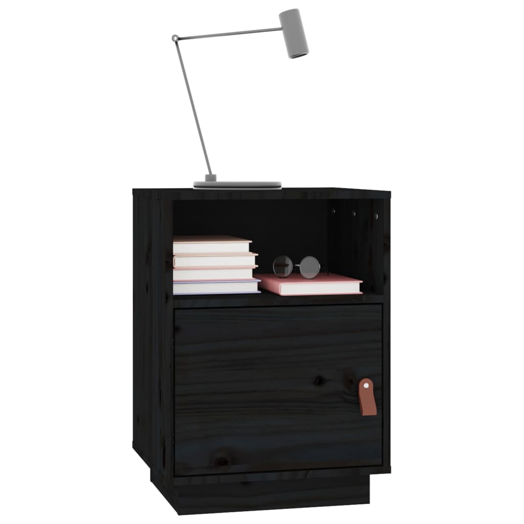 Nattbord svart 40x34x55 heltre furu