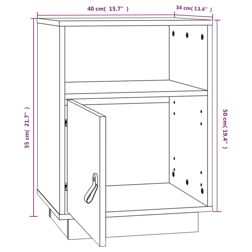Nattbord svart 40x34x55 heltre furu