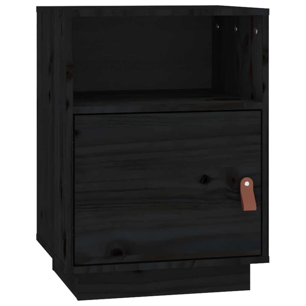 Nattbord 2 stk svart 40x34x55 cm heltre furu
