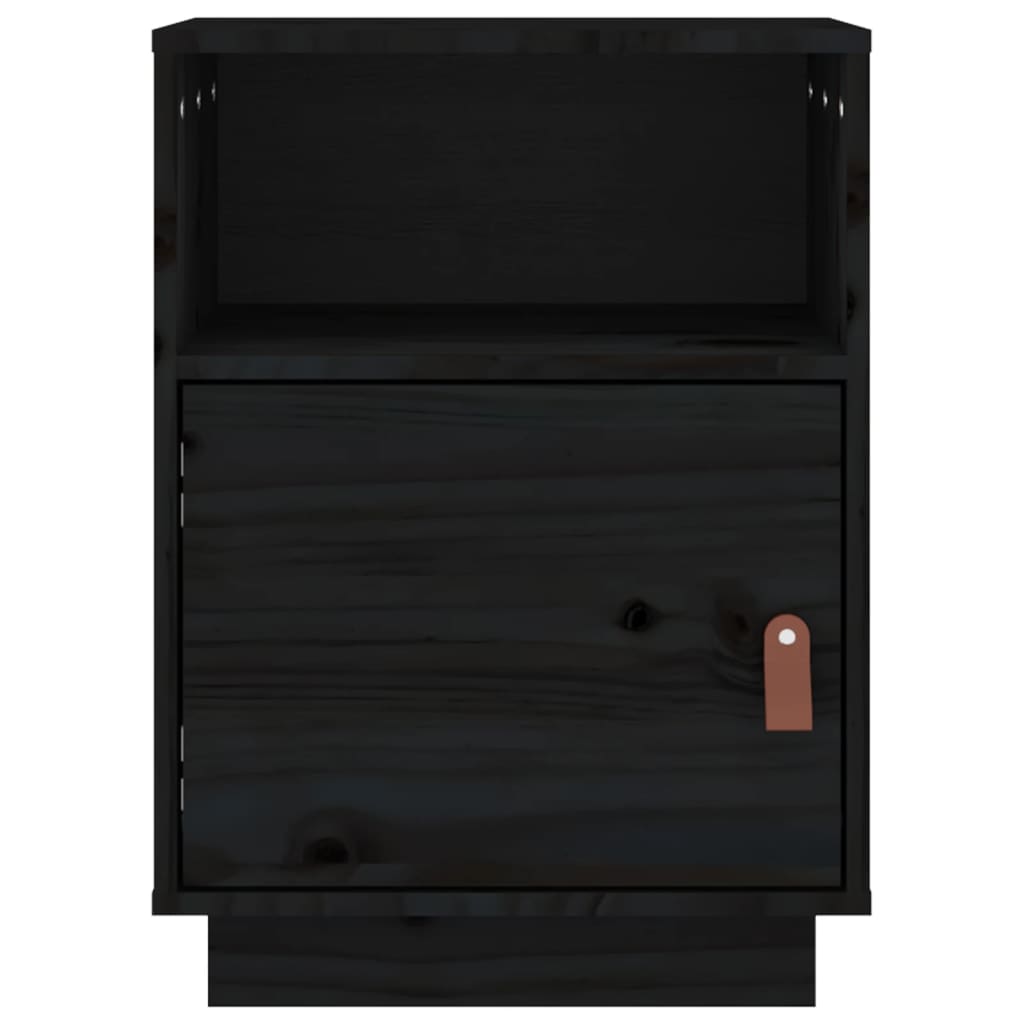 Nattbord 2 stk svart 40x34x55 cm heltre furu
