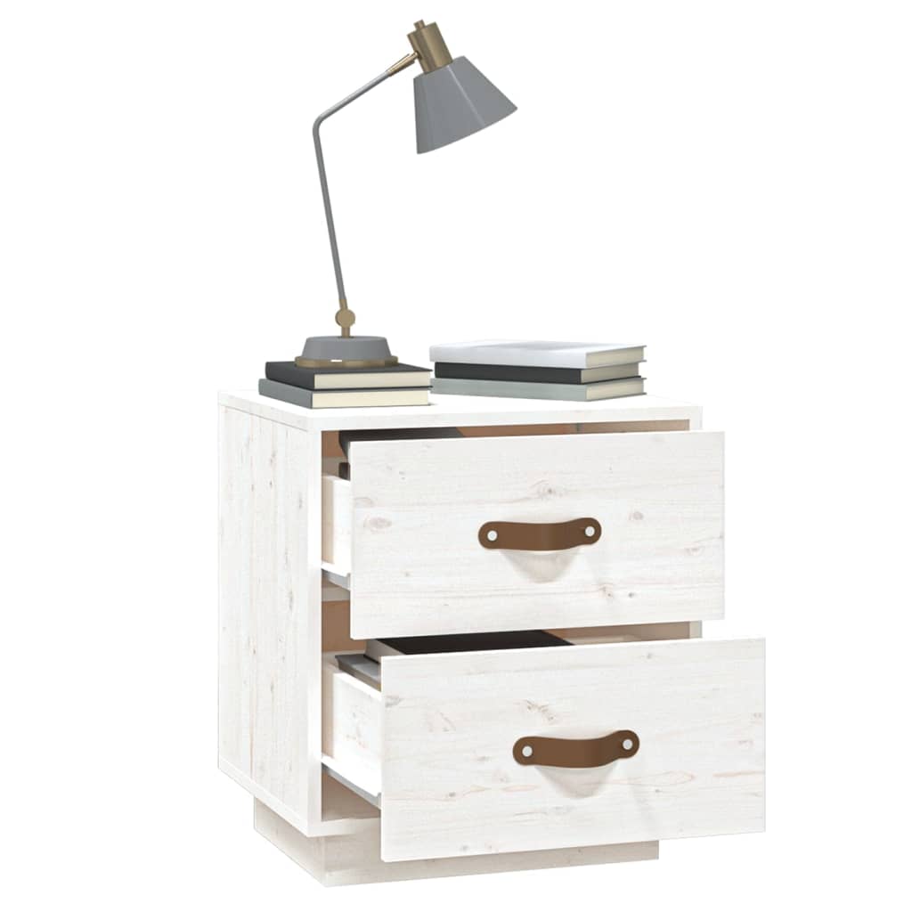 Nattbord 2 stk hvit 40x34x45 cm heltre furu
