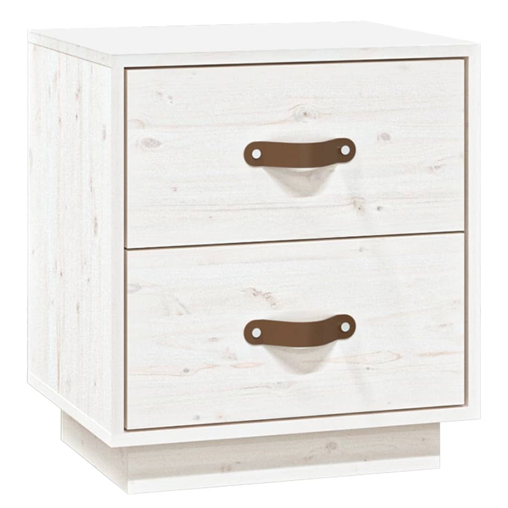 Nattbord 2 stk hvit 40x34x45 cm heltre furu
