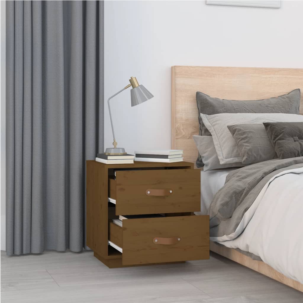 Nattbord 2 stk honningbrun 40x34x45 cm heltre furu