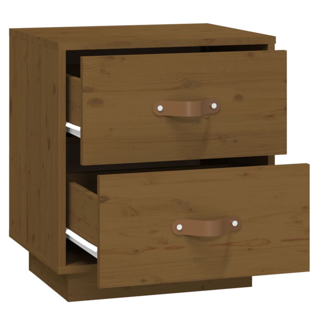 Nattbord 2 stk honningbrun 40x34x45 cm heltre furu