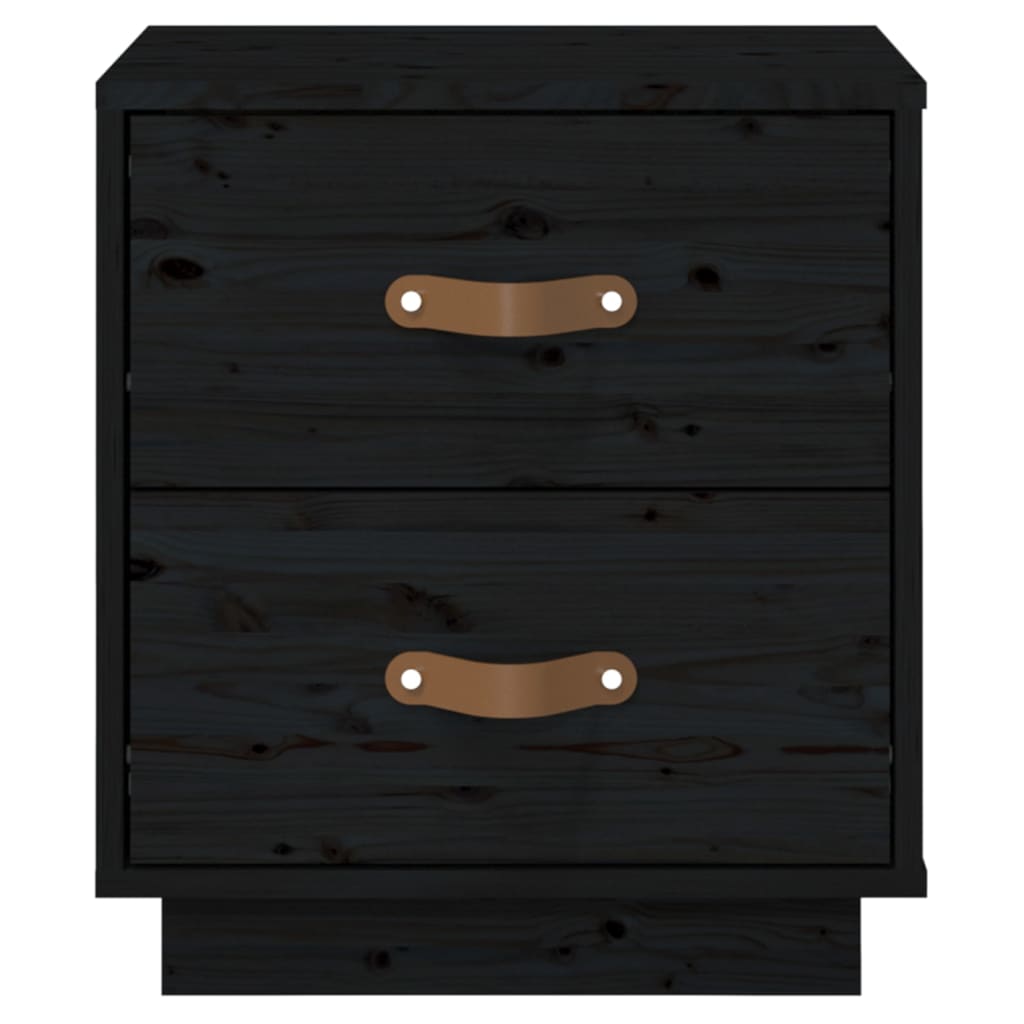 Nattbord 2 stk svart 40x34x45 cm heltre furu