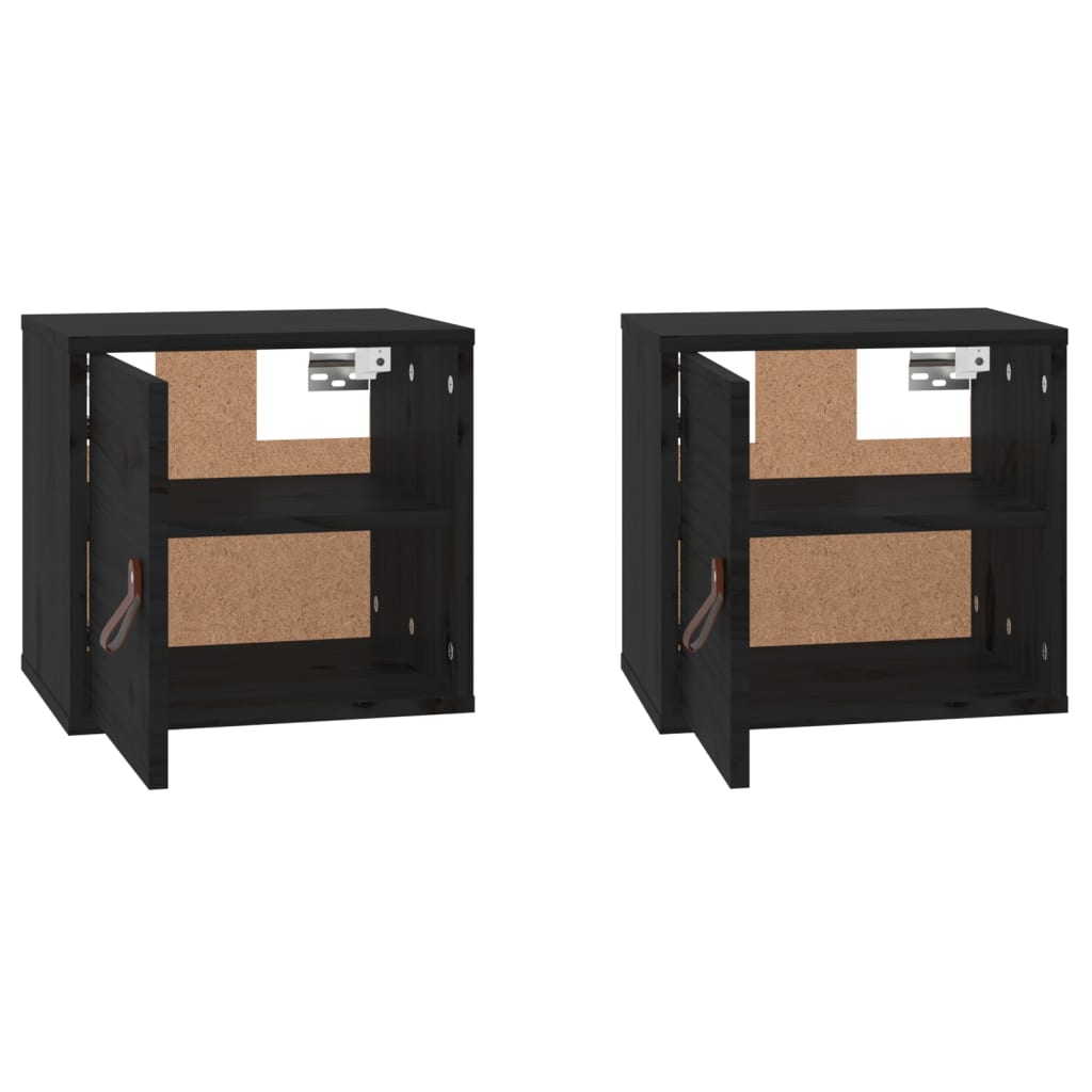 Veggskap 2 stk svart 31,5x30x30 cm heltre furu