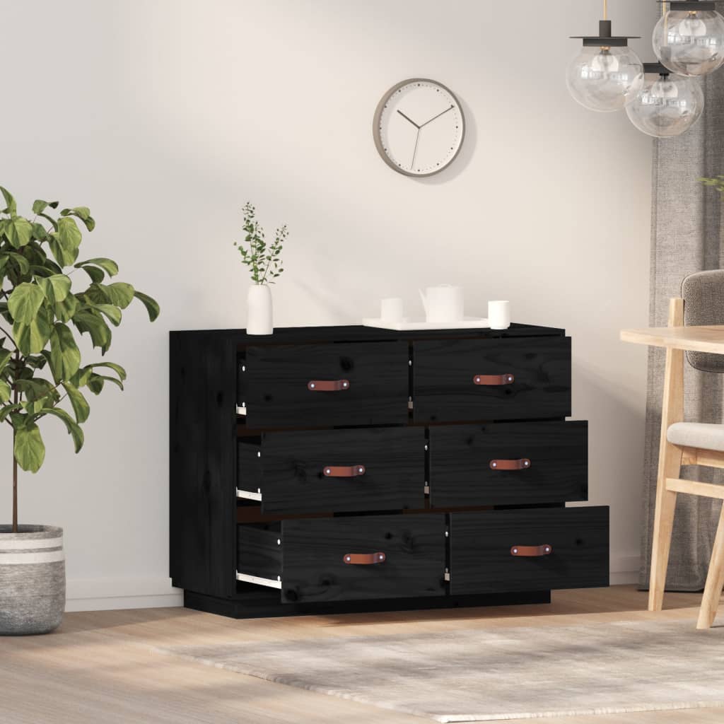 Skjenk svart 100x40x75 cm heltre furu