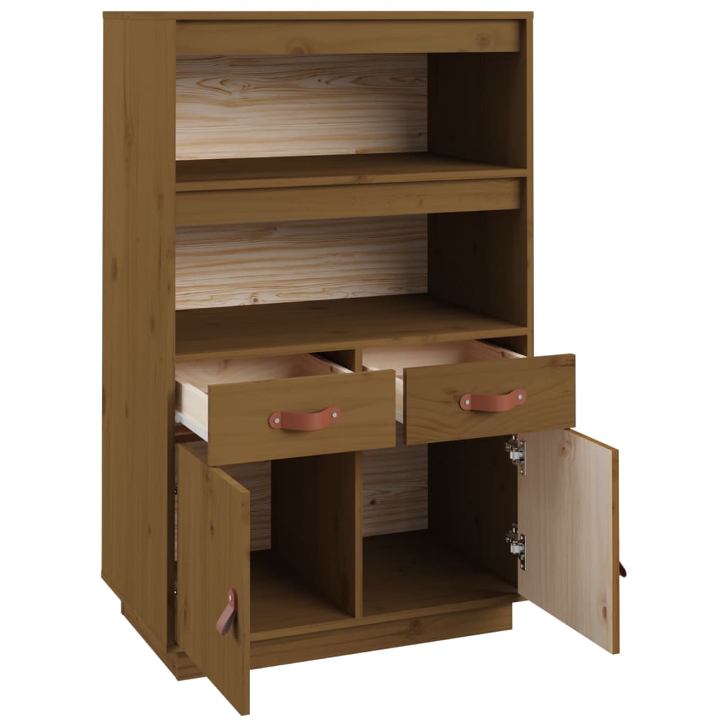 Highboard honningbrun 67x40x108,5 cm heltre furu