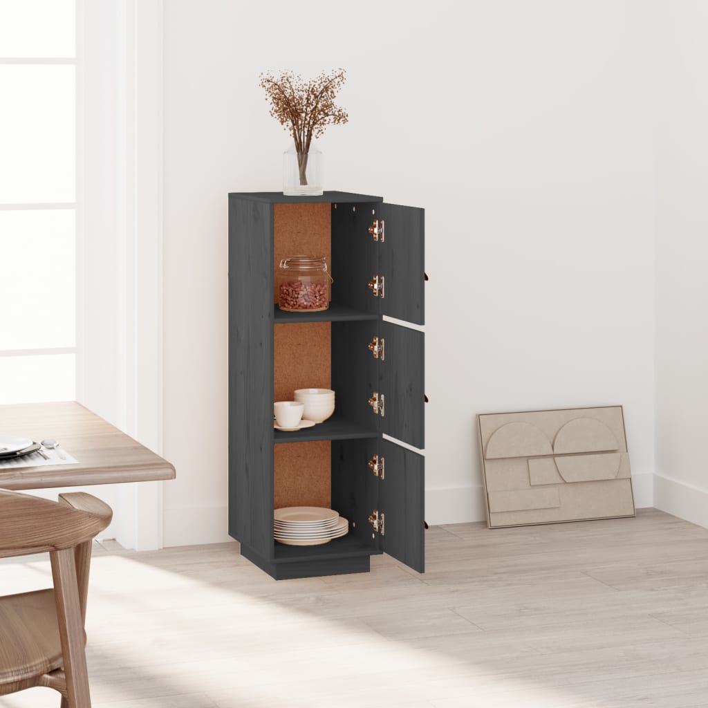 Highboard grå 34x40x108,5 cm heltre furu