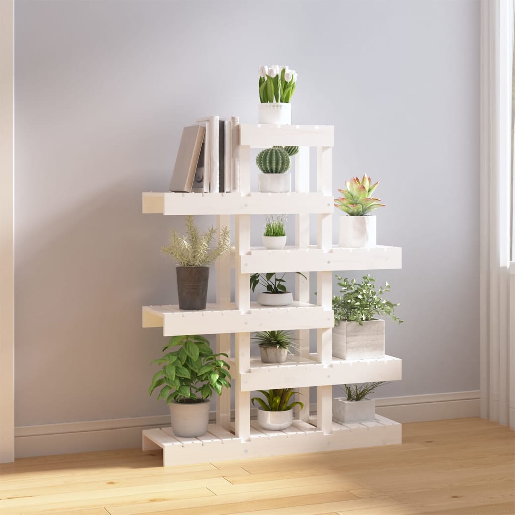 Plantestativ hvit 85x25x109,5 cm heltre furu
