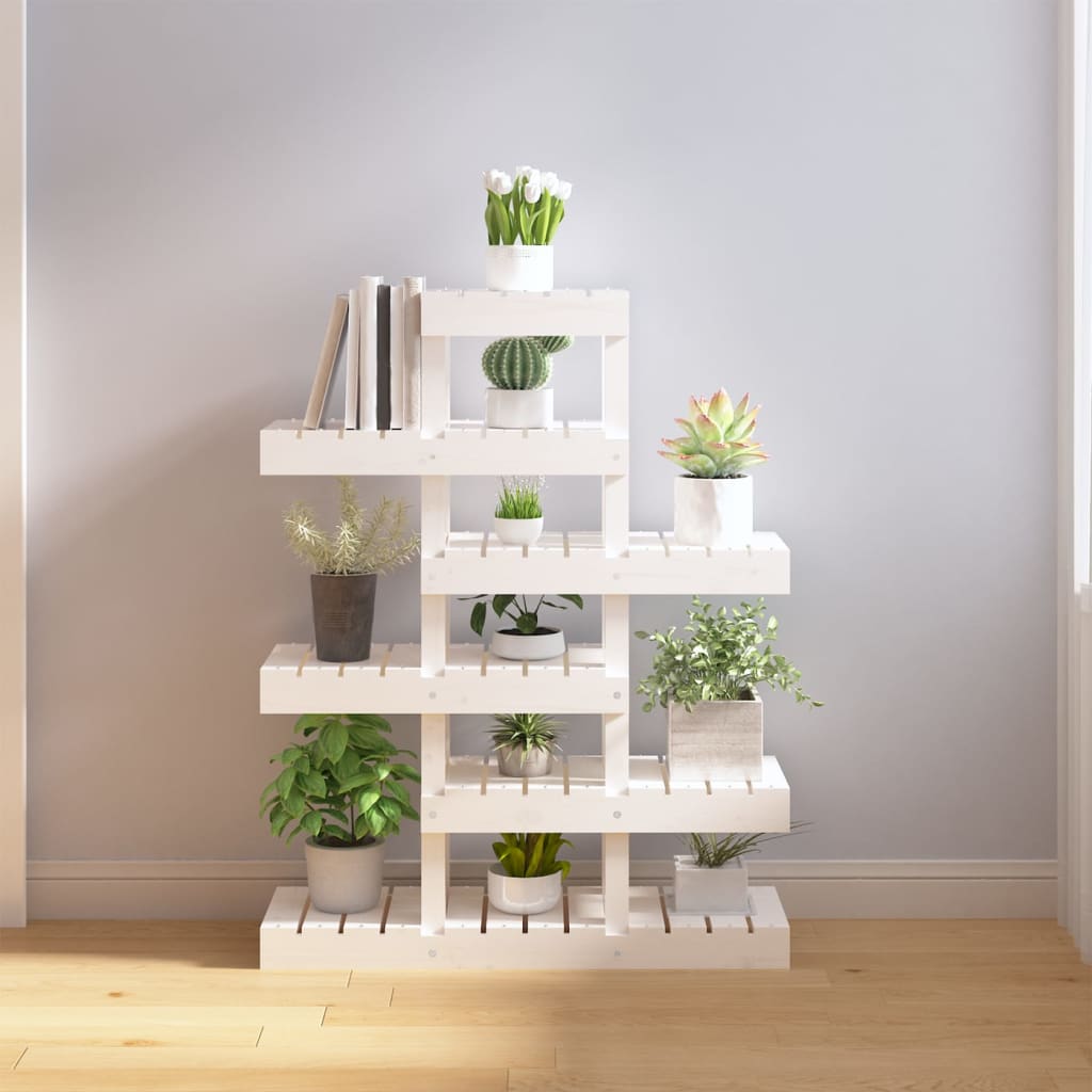 Plantestativ hvit 85x25x109,5 cm heltre furu