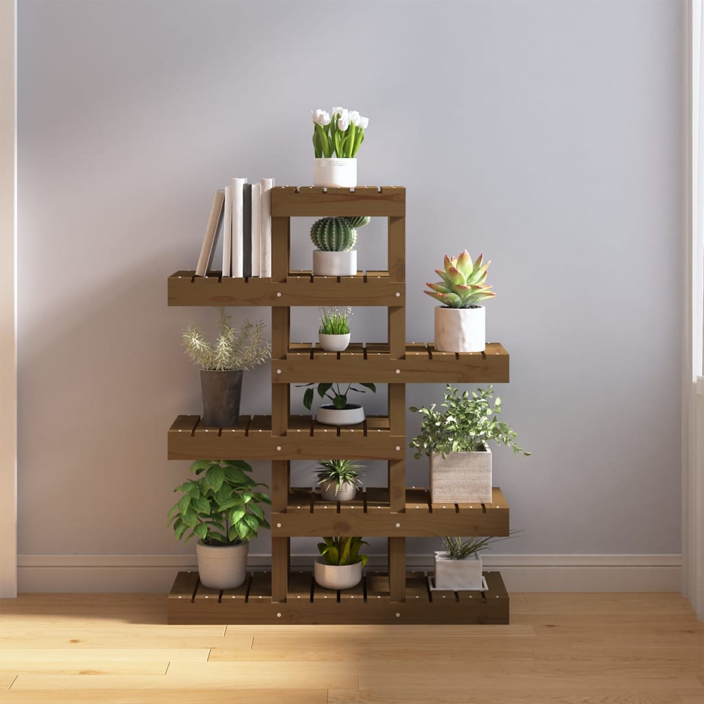 Plantestativ honningbrun 85x25x109,5 cm heltre furu