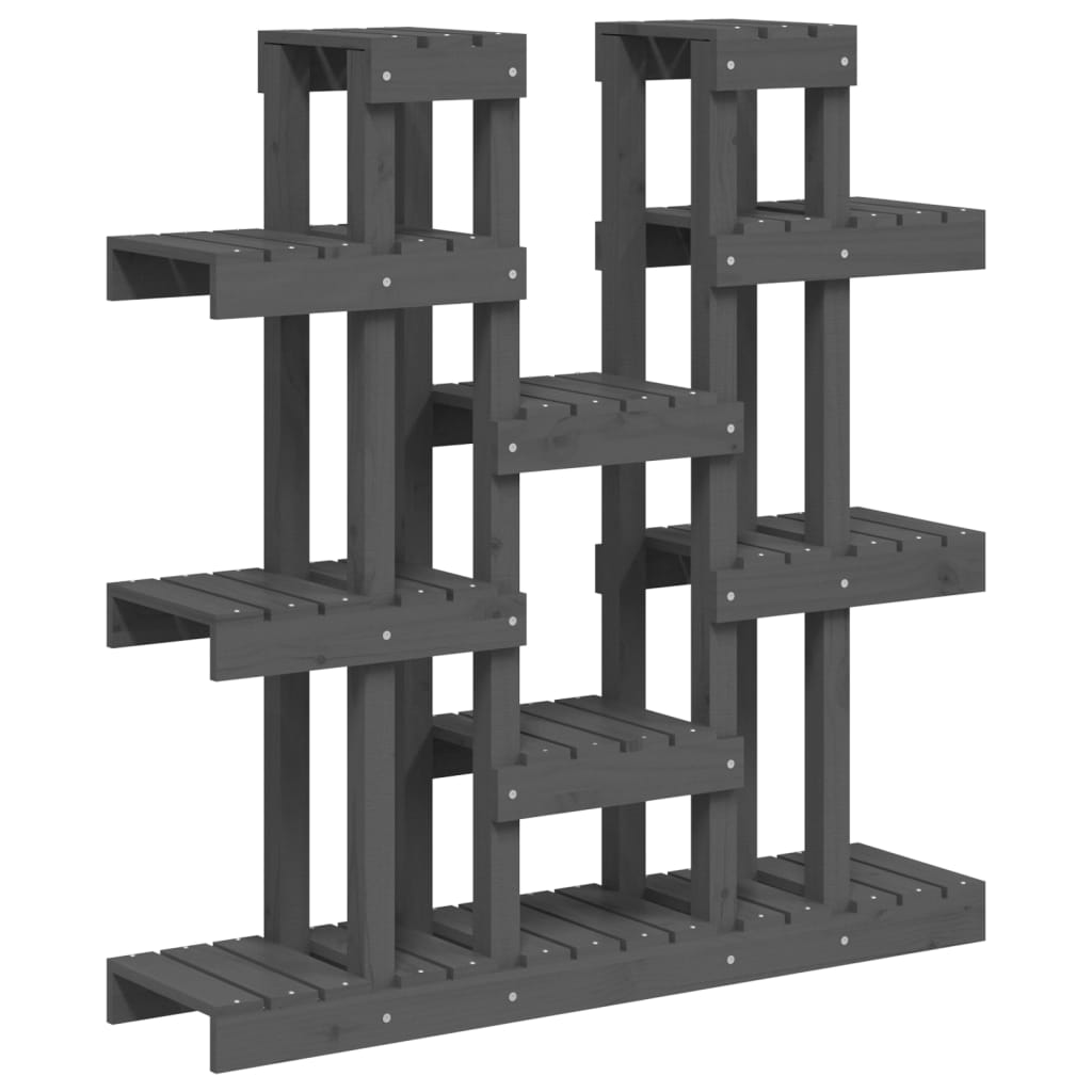 Plantestativ grå 104,5x25x109,5 cm heltre furu