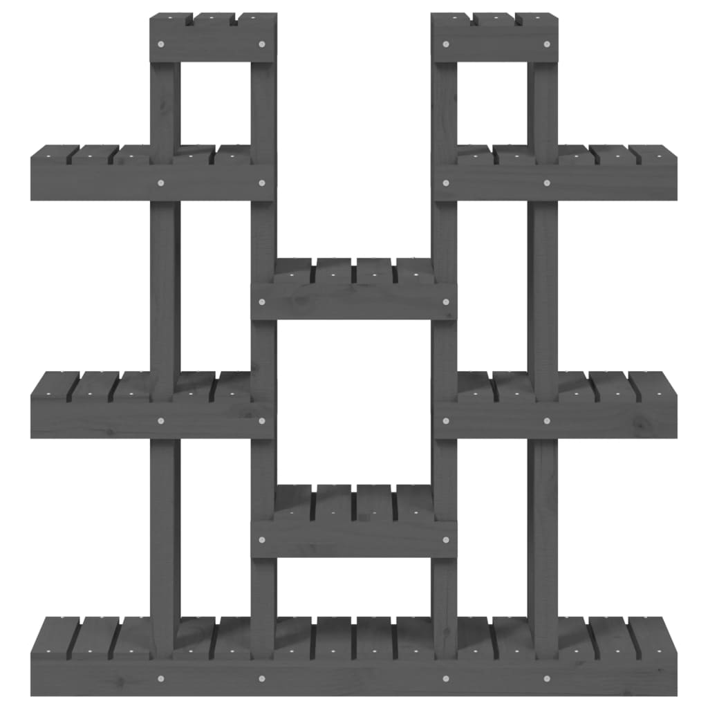 Plantestativ grå 104,5x25x109,5 cm heltre furu