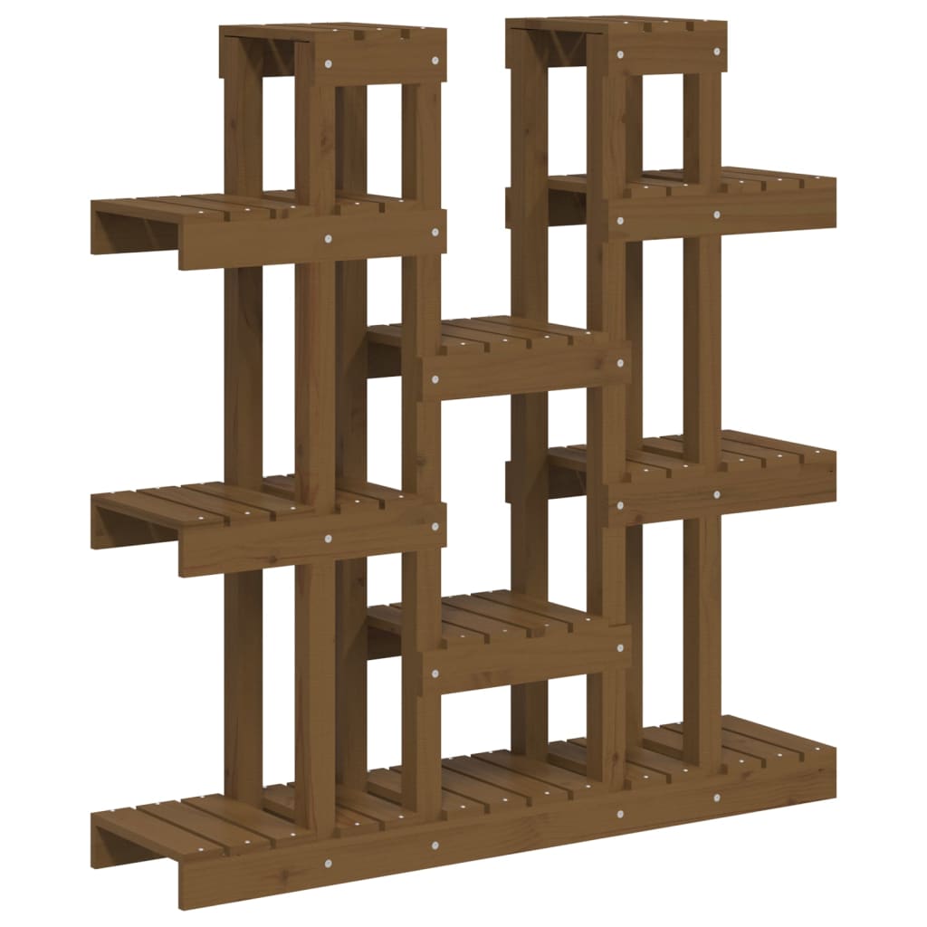 Plantestativ honningbrun 104,5x25x109,5 cm heltre furu