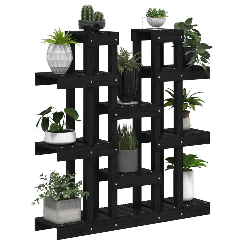 Plantestativ svart 104,5x25x109,5 cm heltre furu