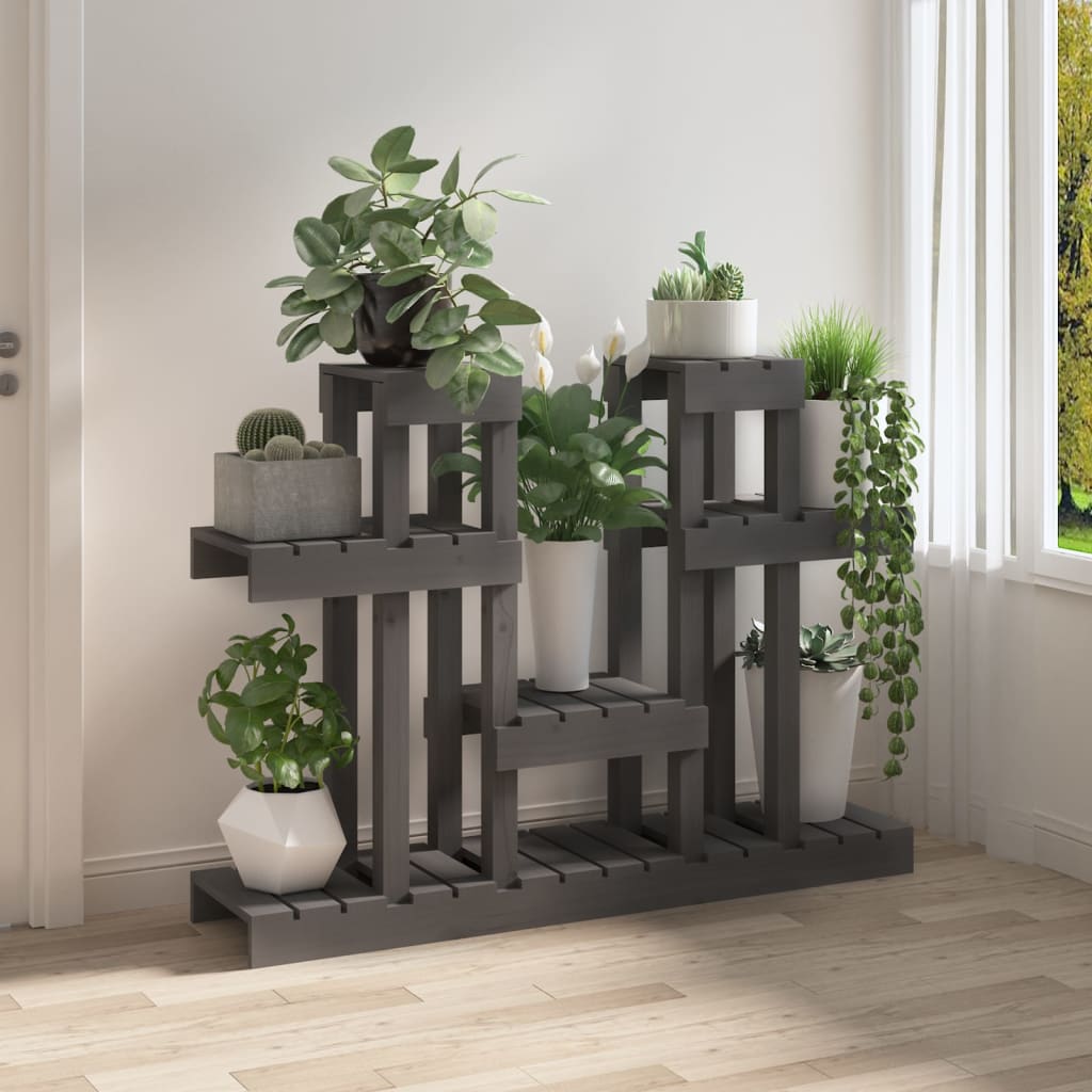 Plantestativ grå 104,5x25x77,5 cm heltre furu