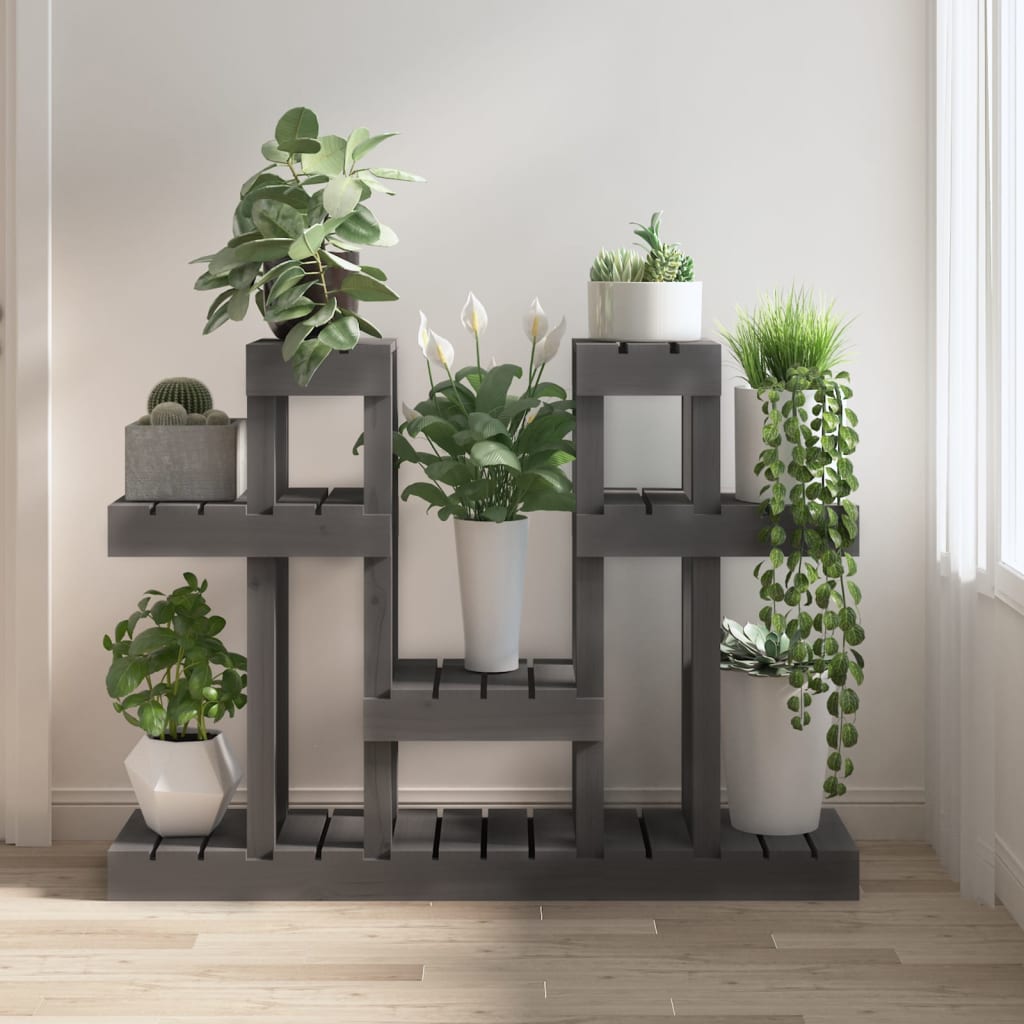 Plantestativ grå 104,5x25x77,5 cm heltre furu