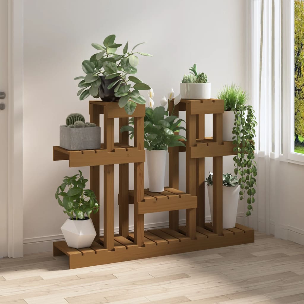Plantestativ honningbrun 104,5x25x77,5 cm heltre furu