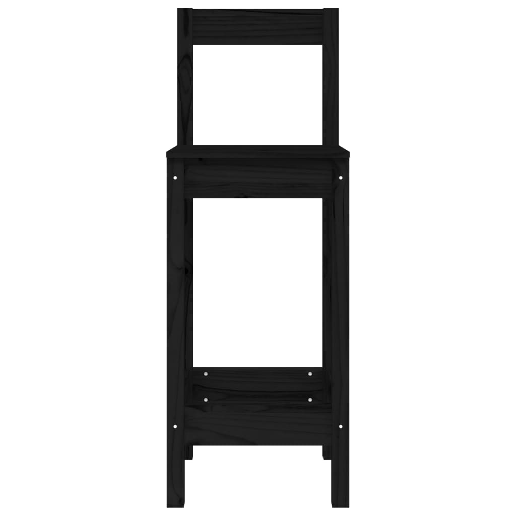Barstoler 2 stk svart 40x41,5x112 cm heltre furu