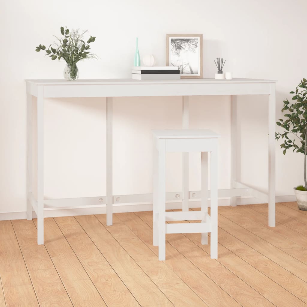 Barbord hvit 180x80x110 cm heltre furu