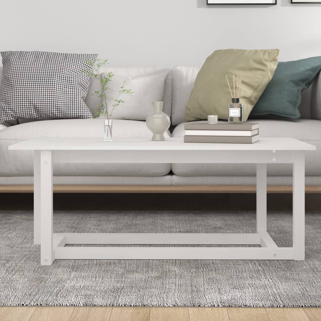 Salongbord hvit 110x55x45 cm heltre furu