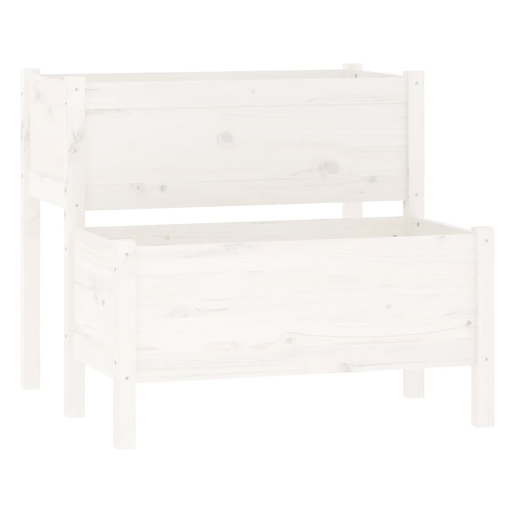 Plantekasse hvit 84,5x84x75 cm heltre furu