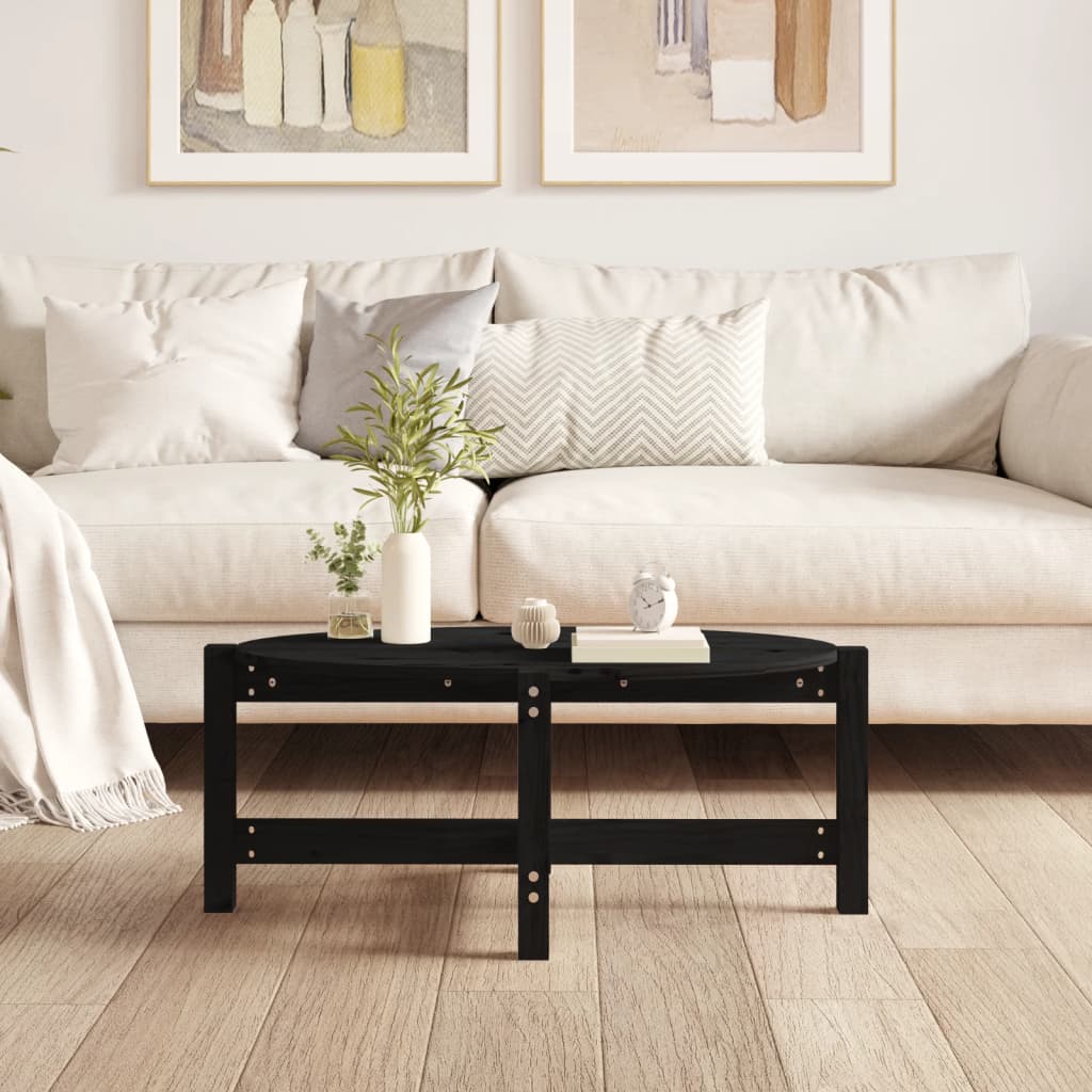 Salongbord svart 87x48x35 cm heltre furu