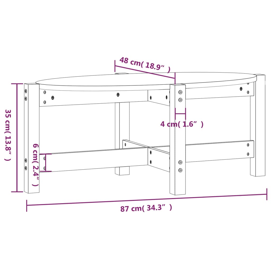 Salongbord svart 87x48x35 cm heltre furu