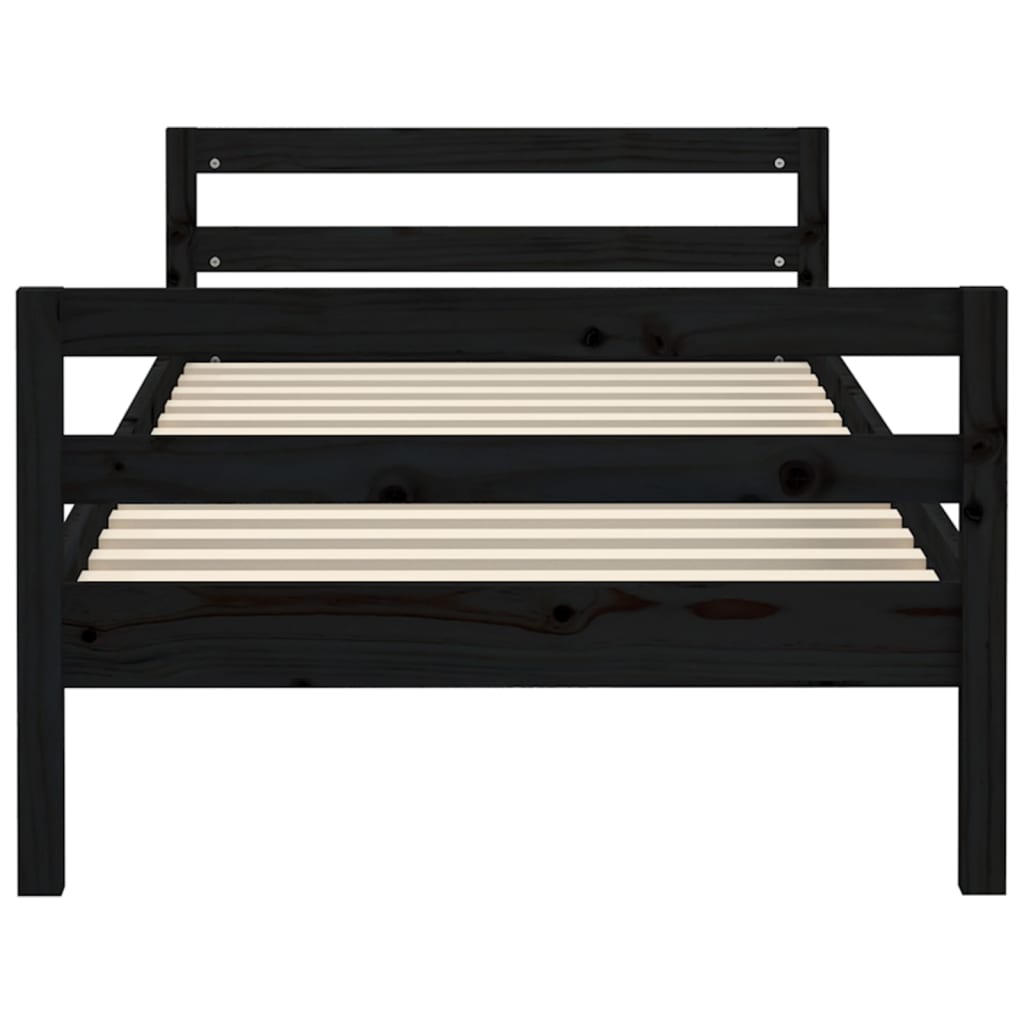 Sengeramme svart 75x190 cm heltre furu