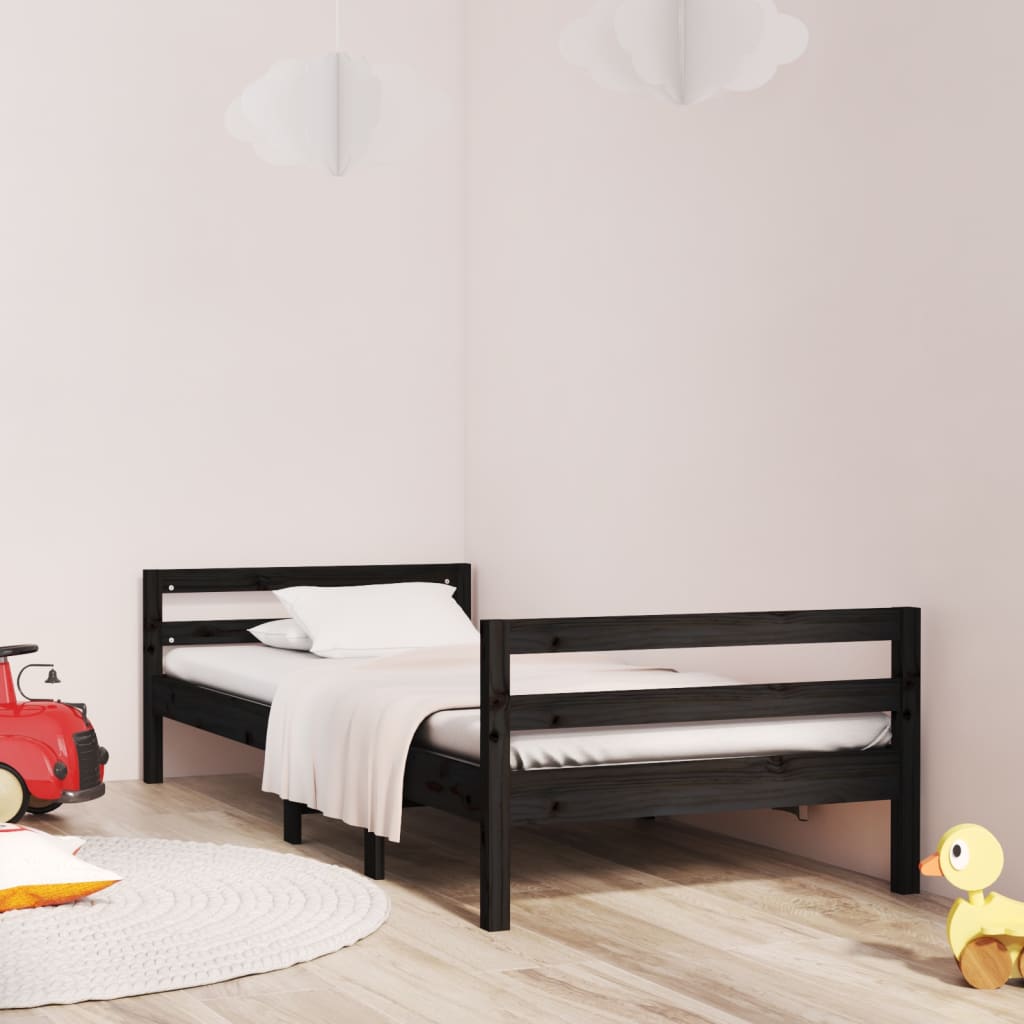 Sengeramme svart 75x190 cm heltre furu
