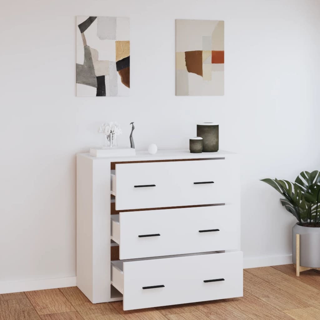 Skjenk hvit 80x33x70 cm konstruert tre