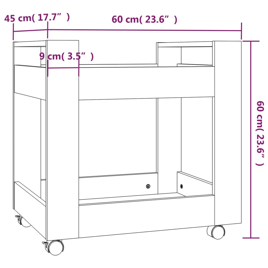 Tralle til skrivebord hvit 60x45x60 cm konstruert tre