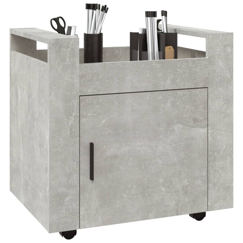 Tralle til skrivebord betonggrå 60x45x60 cm konstruert tre
