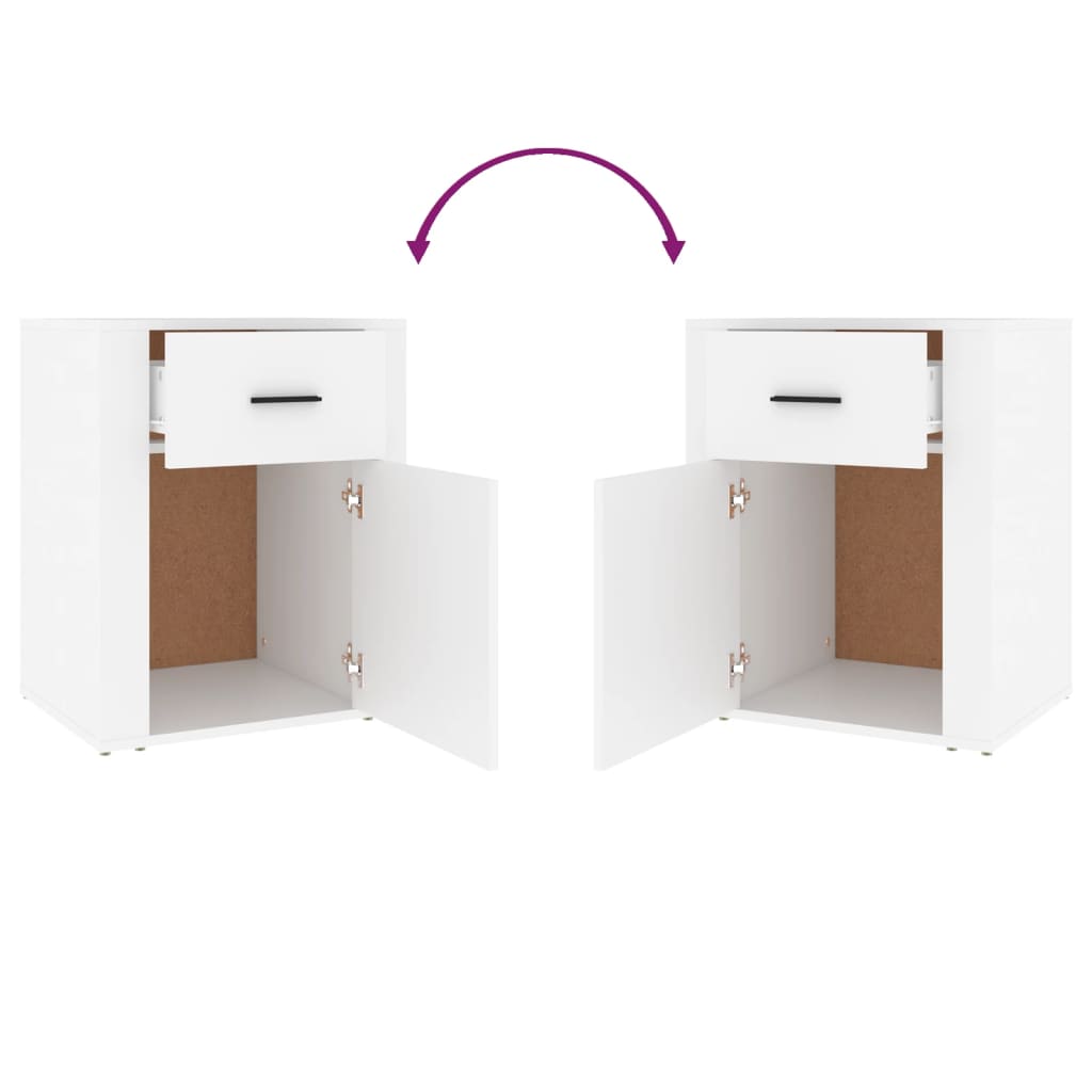 Nattbord hvit 50x36x60 cm konstruert tre