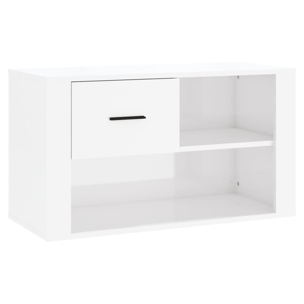 Skoskap høyglans hvit 80x35x45 cm konstruert tre