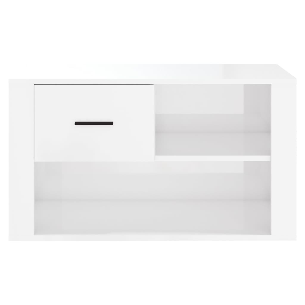 Skoskap høyglans hvit 80x35x45 cm konstruert tre