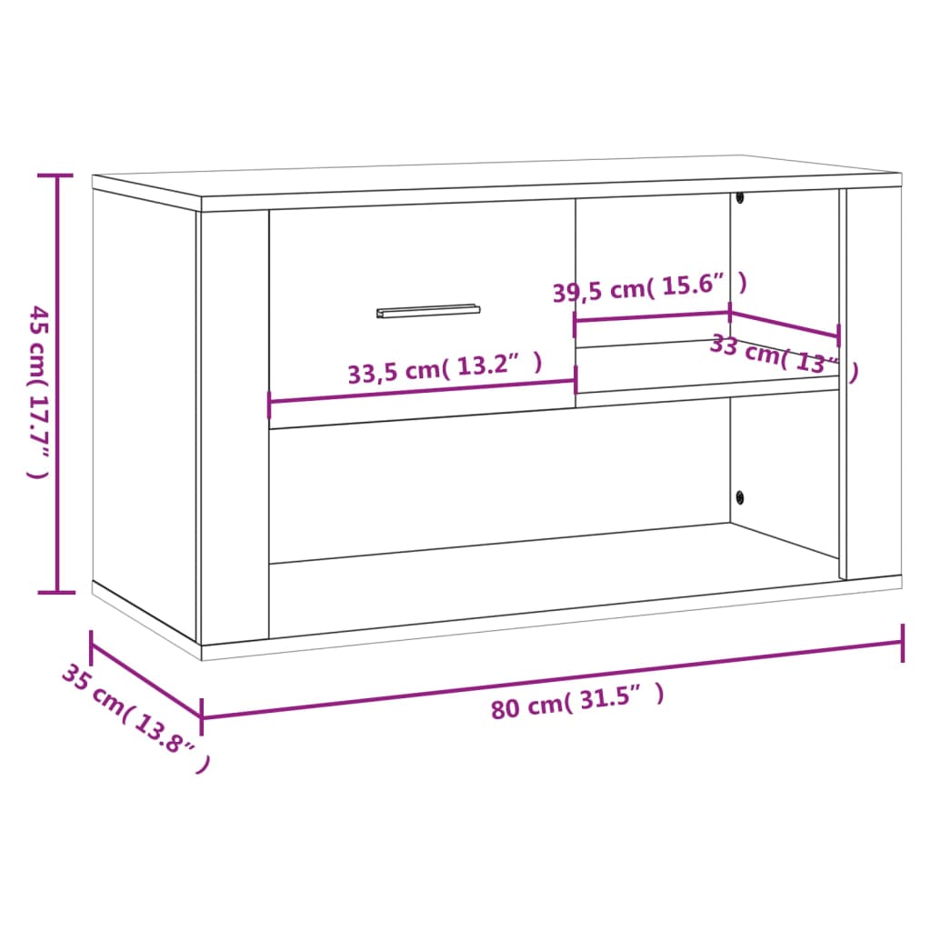 Skoskap høyglans hvit 80x35x45 cm konstruert tre