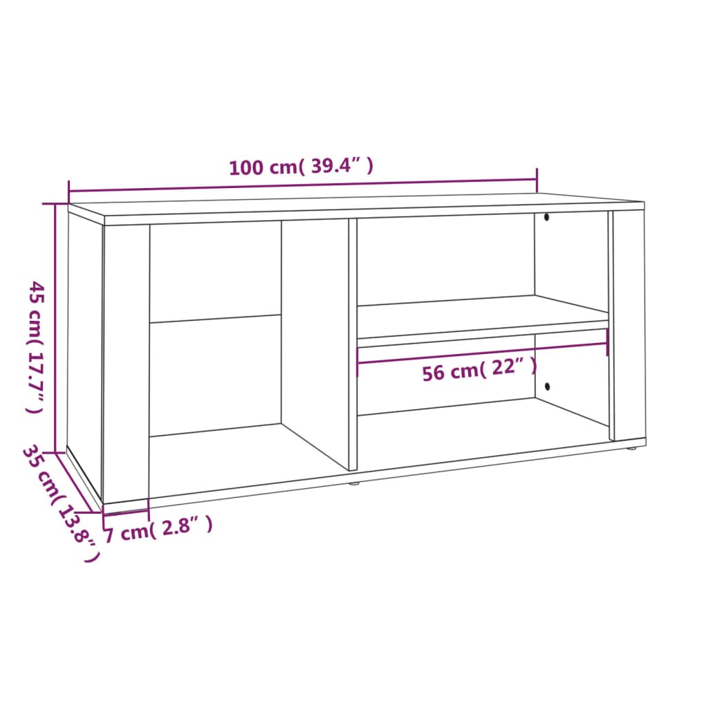 Skoskap betonggrå 100x35x45 cm konstruert tre