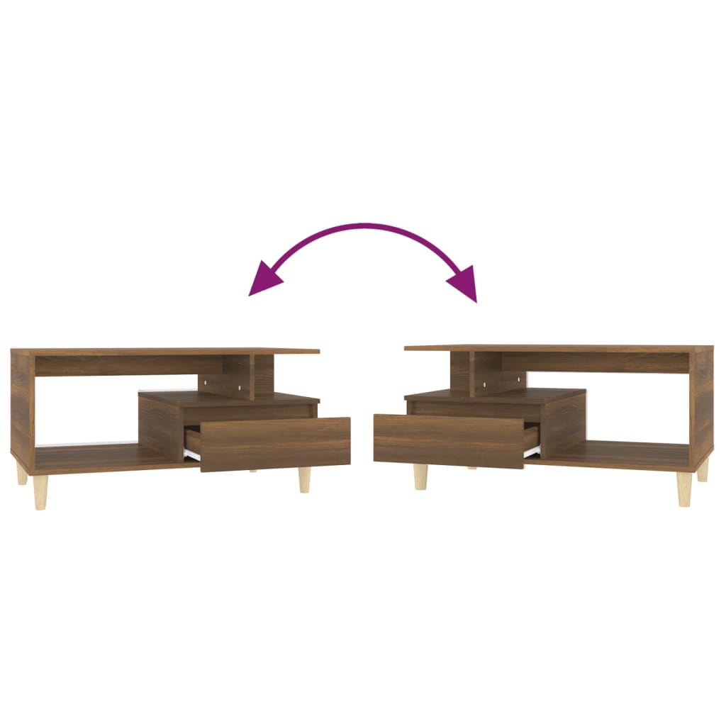 Salongbord brun eik 90x49x45 cm konstruert tre