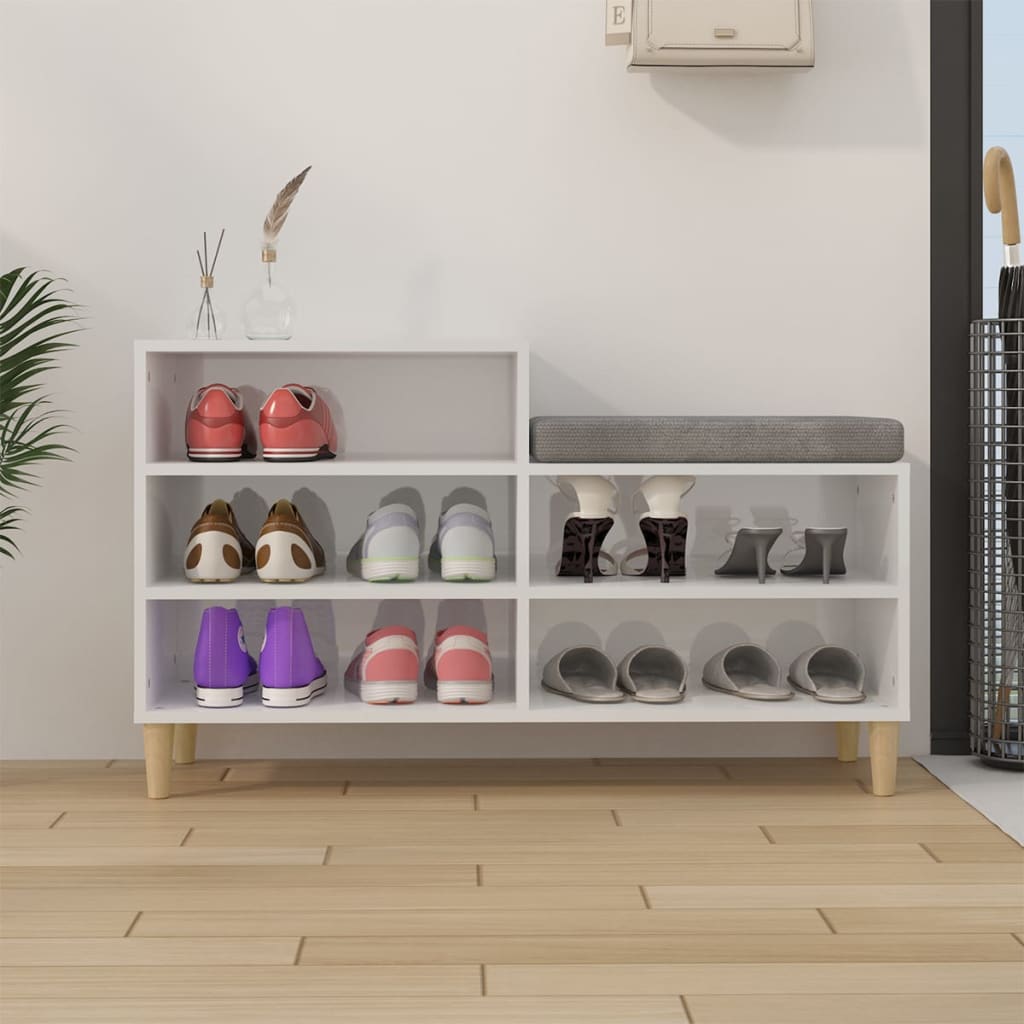 Skoskap høyglans hvit 102x36x60 cm konstruert tre