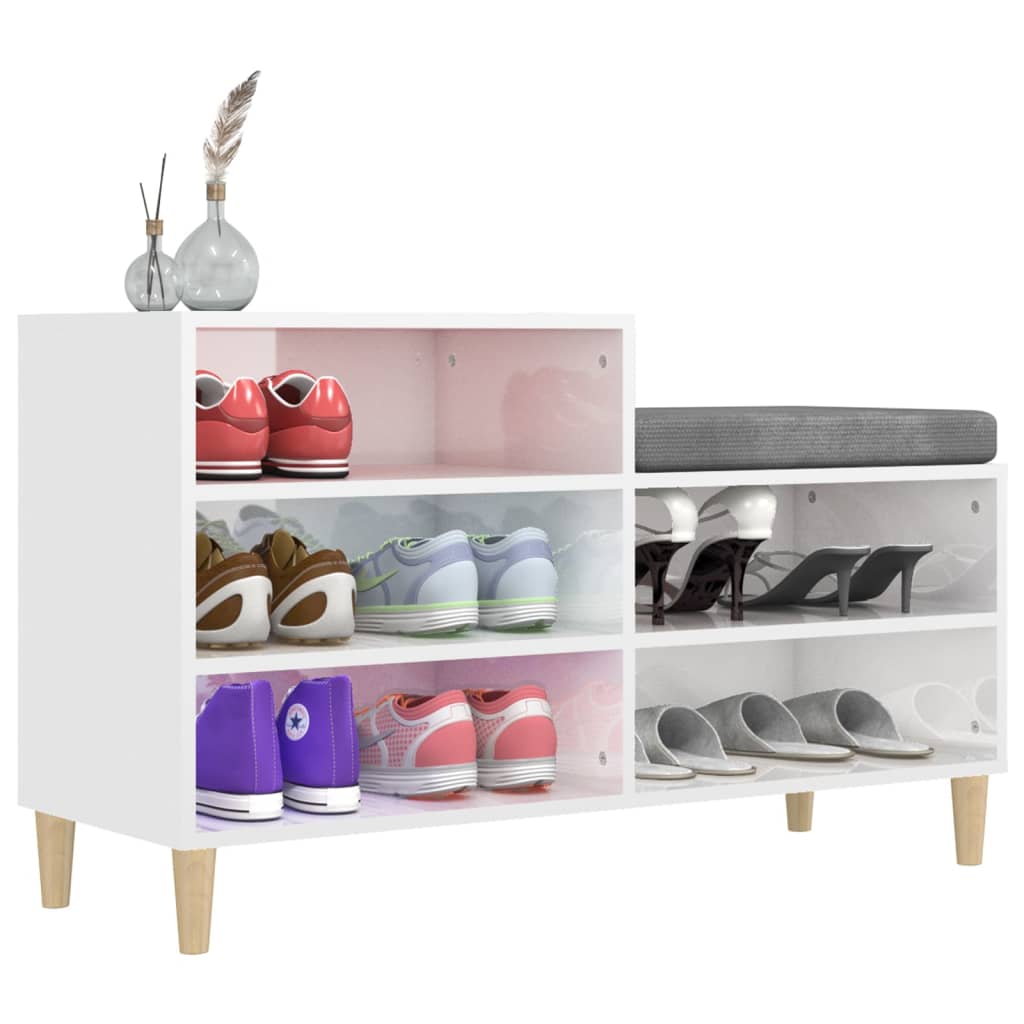 Skoskap høyglans hvit 102x36x60 cm konstruert tre