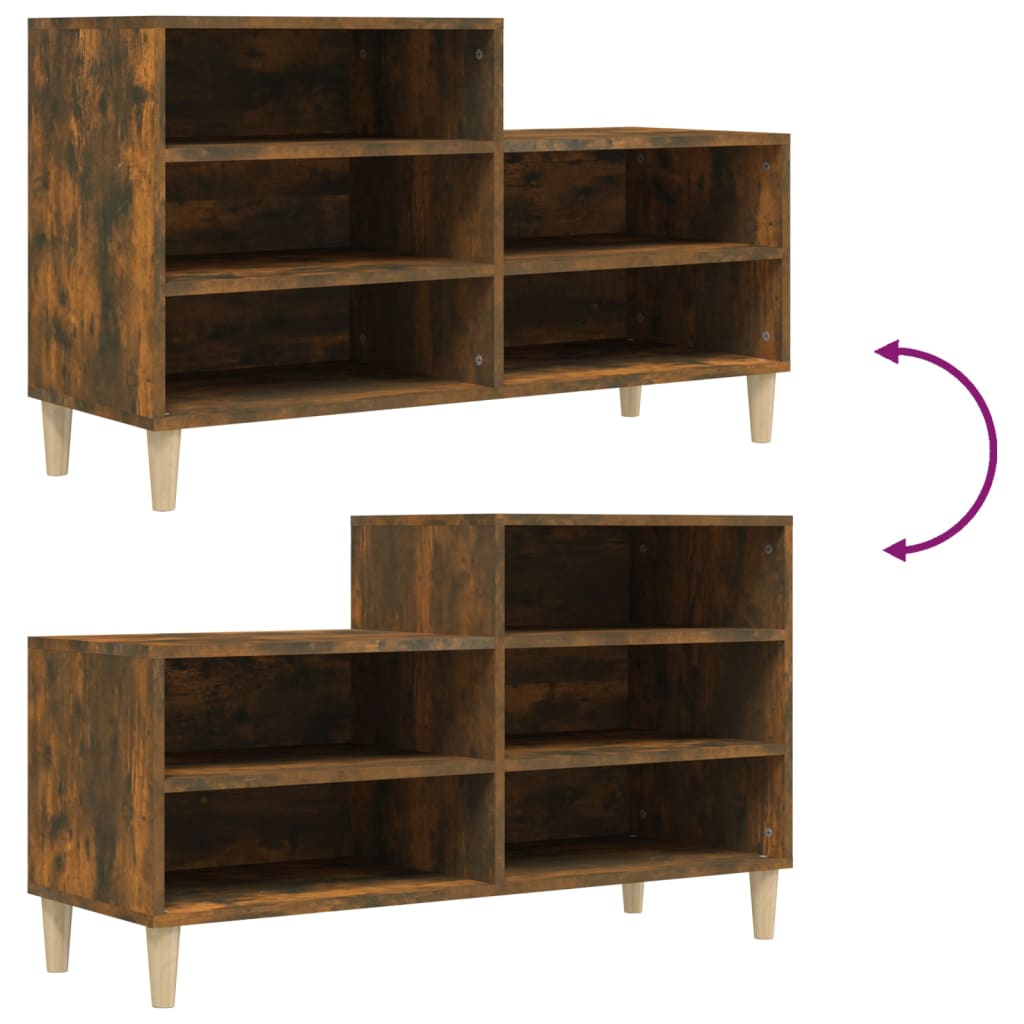 Skoskap røkt eik 102x36x60 cm konstruert tre