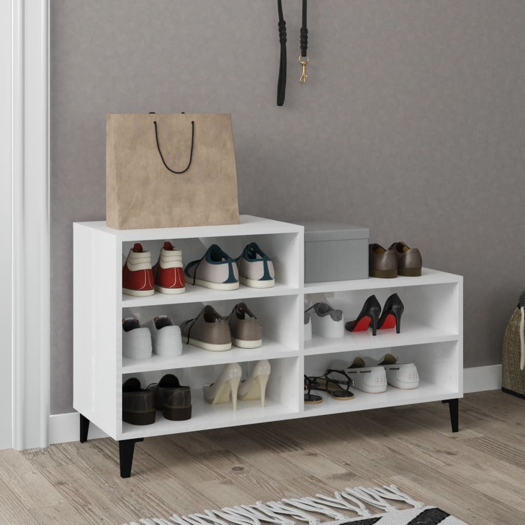 Skoskap høyglans hvit 102x36x60 cm konstruert tre