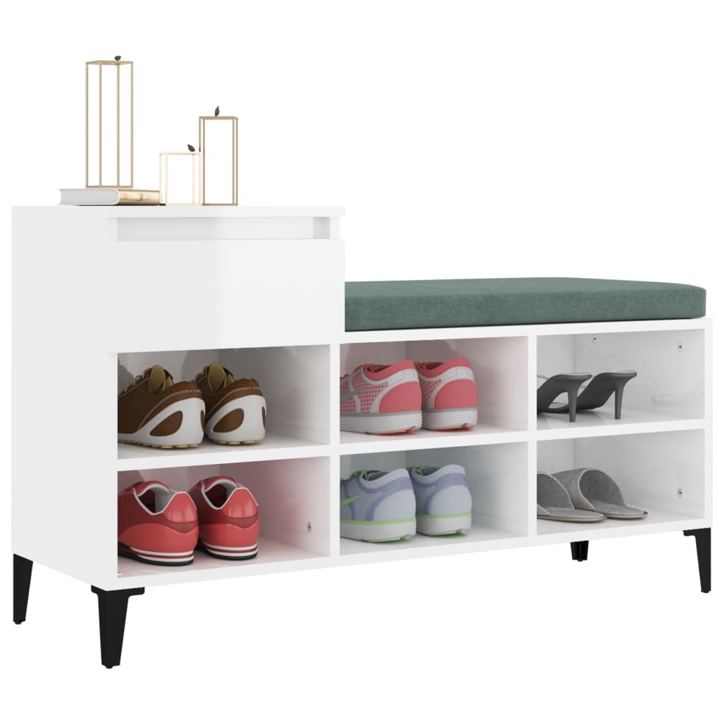 Skoskap høyglans hvit 102x36x60 cm konstruert tre