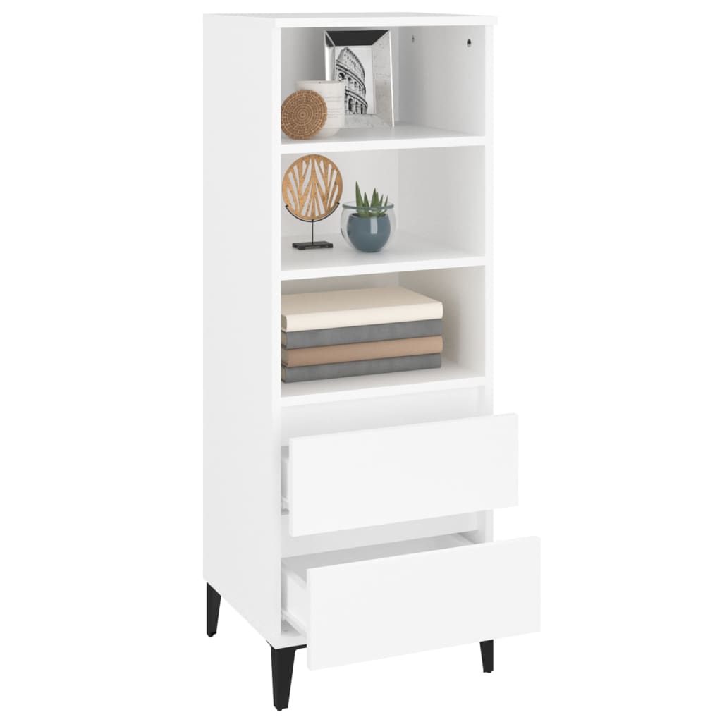 Highboard hvit 40x36x110 cm konstruert tre