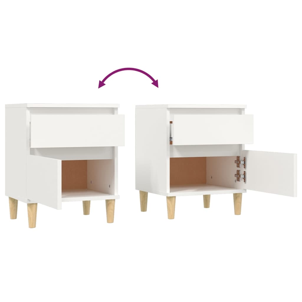 Nattbord 2 stk hvit 40x35x50