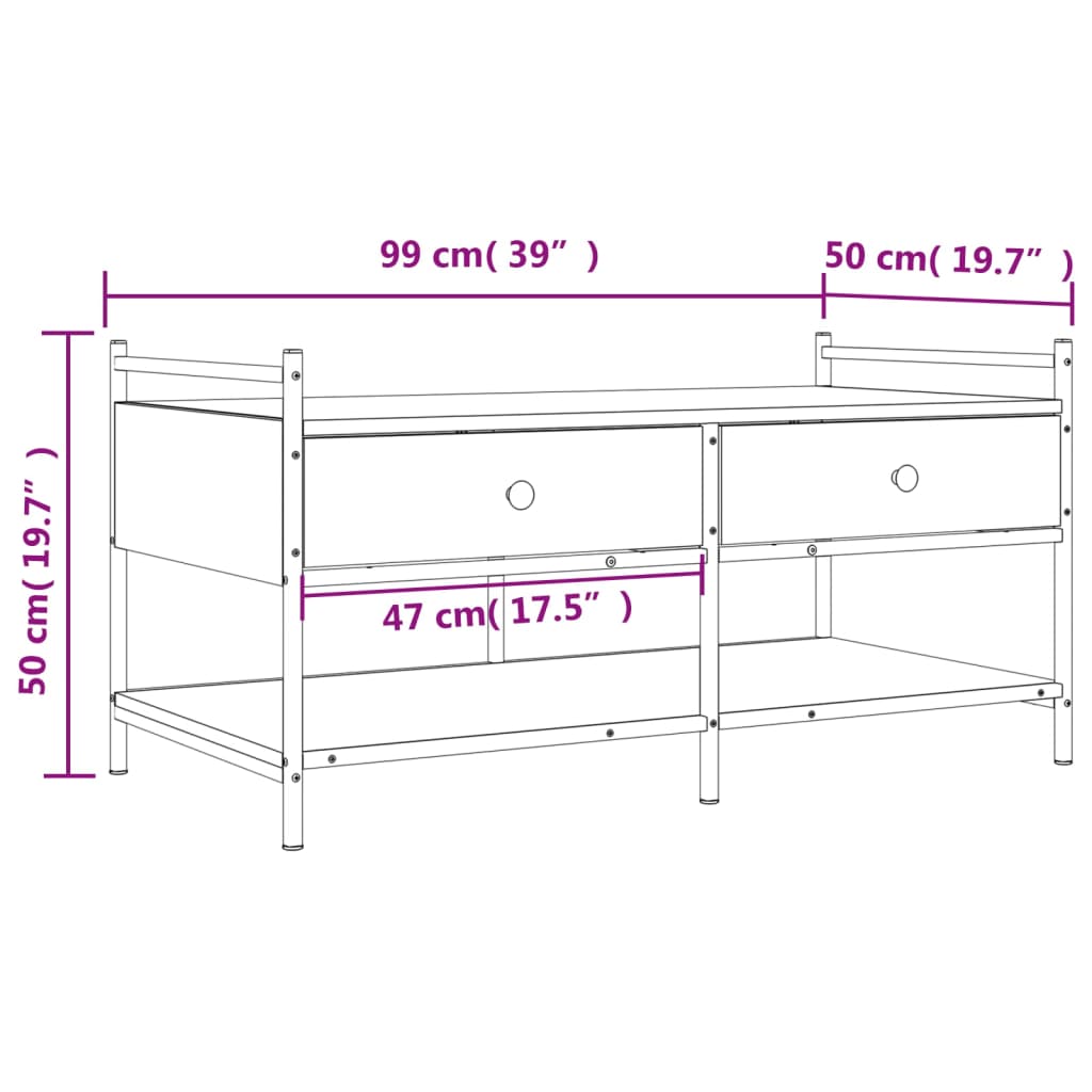 Salongbord svart 99x50x50 cm konstruert tre